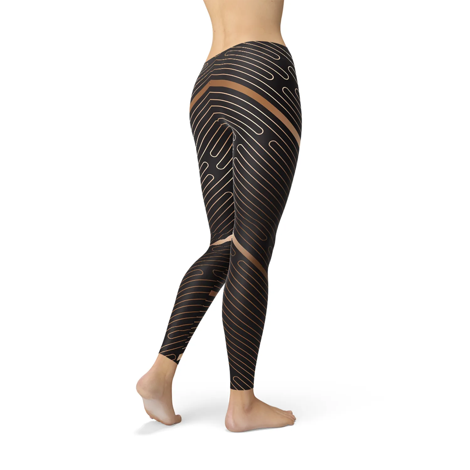 Women's Stylish Brown Striped Performance Leggings for Ultimate Workout Comfort