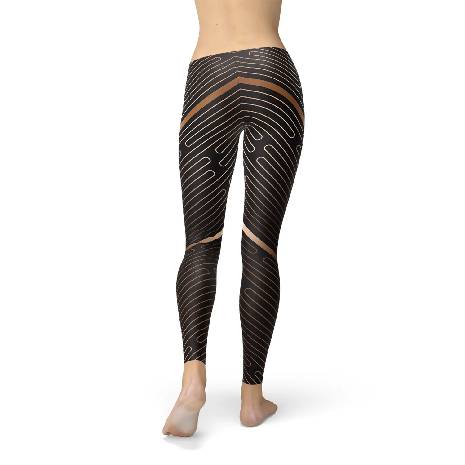 Women's Stylish Brown Striped Performance Leggings for Ultimate Workout Comfort