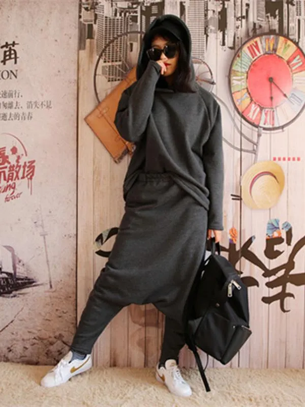 xakxx Casual Solid Hoodie&Pants Suits