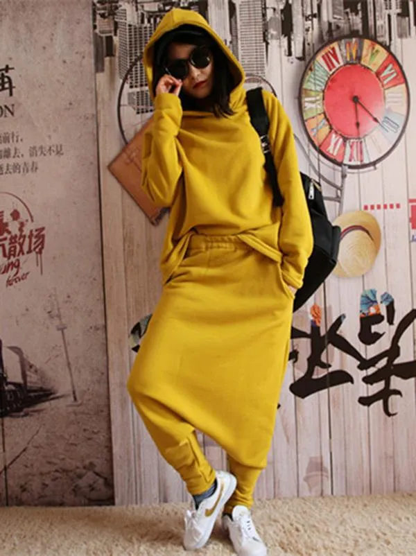 xakxx Casual Solid Hoodie&Pants Suits