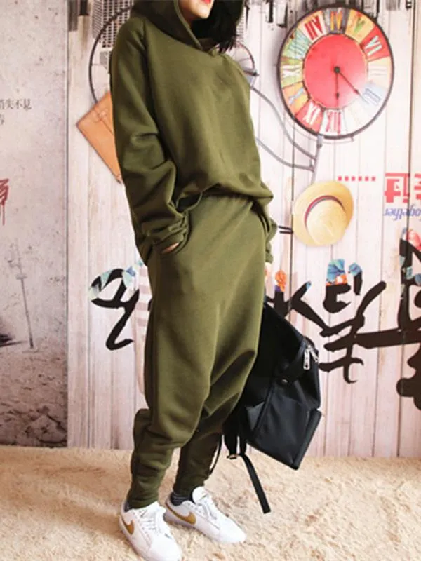 xakxx Casual Solid Hoodie&Pants Suits