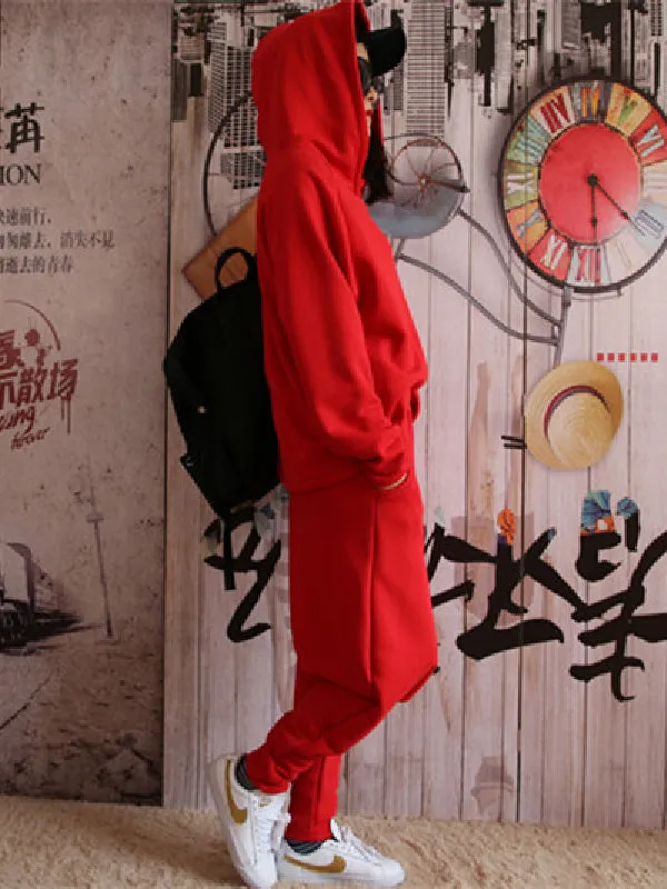xakxx Casual Solid Hoodie&Pants Suits