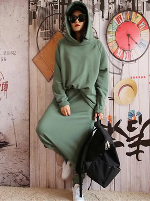 xakxx Casual Solid Hoodie&Pants Suits