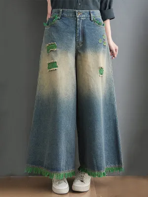 xakxx Original Split-Joint Column Wide Leg Jean Pants