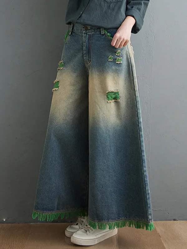 xakxx Original Split-Joint Column Wide Leg Jean Pants