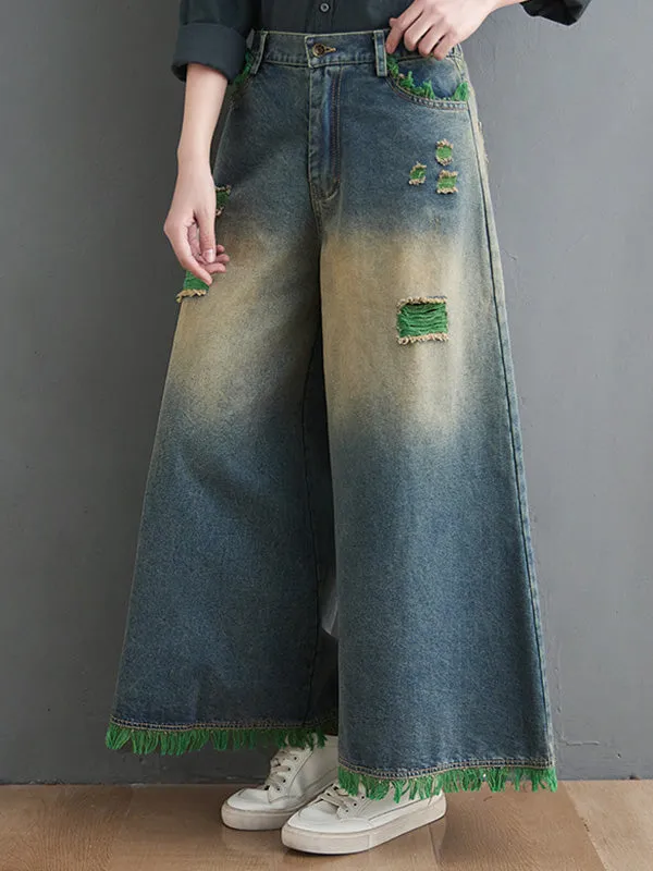 xakxx Original Split-Joint Column Wide Leg Jean Pants