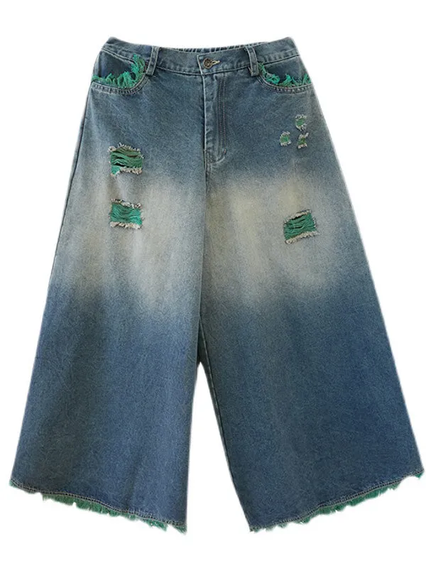 xakxx Original Split-Joint Column Wide Leg Jean Pants