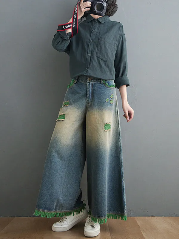 xakxx Original Split-Joint Column Wide Leg Jean Pants