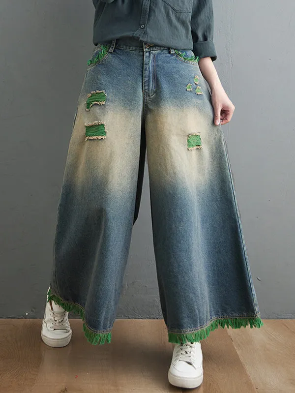 xakxx Original Split-Joint Column Wide Leg Jean Pants