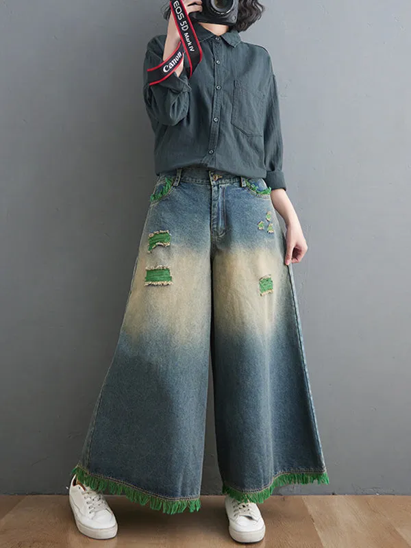 xakxx Original Split-Joint Column Wide Leg Jean Pants