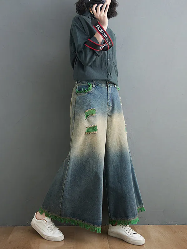 xakxx Original Split-Joint Column Wide Leg Jean Pants
